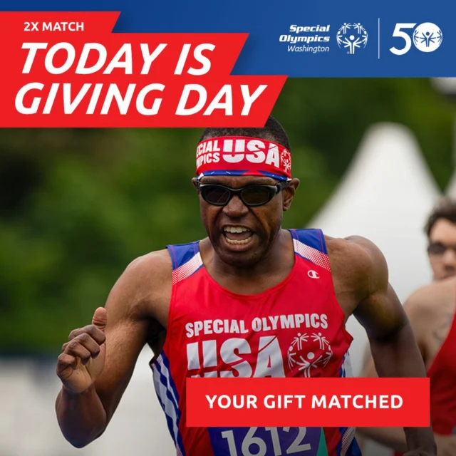 Today is Giving Day! 

To celebrate our 50th Anniversary, we've set a goal to raise $5,000. Donate now to give more athletes with Intellectual and Developmental Disabilities (IDD) the life-changing opportunity to play, compete, and find the joy and empowerment of sports.

Donate today using the link in bio. 

#SpecialOlympicsWA #IDMP #2XMatch #SOWA50 #GivingDay