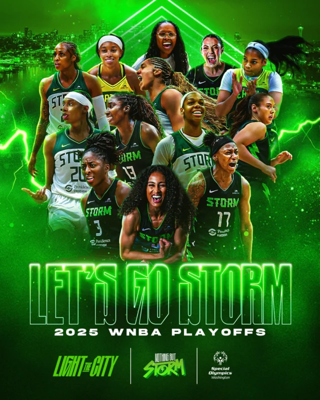 Light the city for the Storm!

We’re proud to partner with the @SeattleStorm and cheer them on in the playoffs. They’ll wrap up Round 1 with Game 2 back home at Climate Pledge Arena on Tuesday, September 16 at 6:30 p.m. — let’s fill the stands and show our Storm pride!

Their impact goes far beyond the court and together, we can keep that spirit of inclusion alive all year long. Join us in supporting Special Olympics Washington athletes by volunteering at a local competition or donating by visiting the links in bio. 

#InclusionRevolution #SOWA50 #SeattleStorm #InclusionChampion