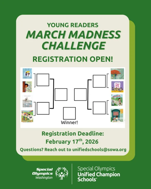 Calling all Unified Champion Elementary Schools! Registration for the Young Readers March Madness Challenge is now open! 

The March Madness Challenge is a month-long reading competition featuring different activities to showcase your school's dedication to inclusion. Elementary schools across the state will compete to be named the March Madness Champion! 

Spots are limited, so make sure to fill out the registration form to secure a spot for your school to compete! 

Click the link in our bio to register!