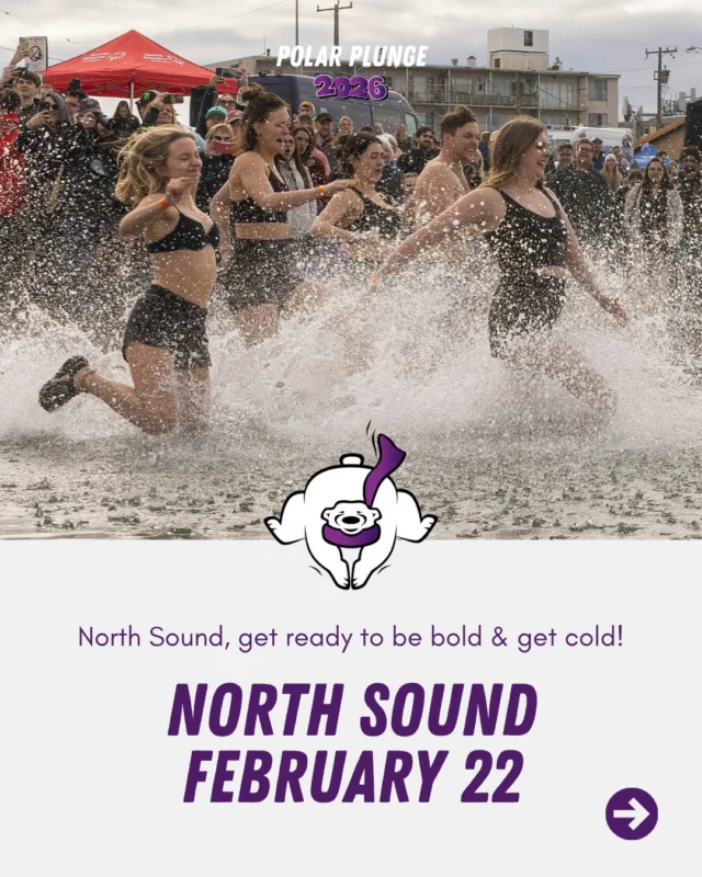 North Sound, your day is almost here! 🚨

Sunday, February 22 is more than a plunge. It's neighbors showing up for each other, friends taking the leap together, and a community proving that inclusion matters. 🌊❄️

What to expect? An experience you'll talk about forever, water that'll wake you right up, and the knowledge that you're changing lives across Washington.

Don't miss this! Register today at PolarPlungeWA.com!💙