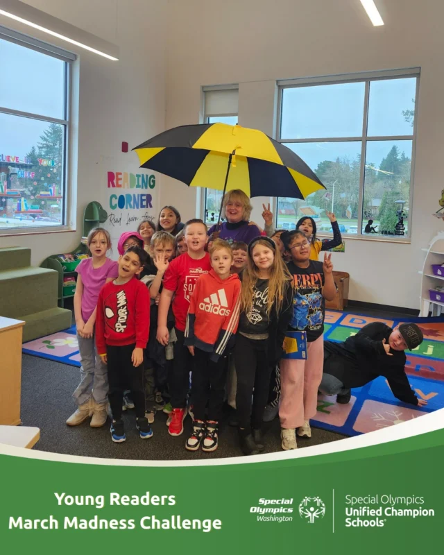 Check out what our Unified Champion Elementary Schools have been up to this month! 

10 Elementary schools have been competing in the Young Readers March Madness Challenge, a month-long reading competition inspired by the principles of the Unified Young Readers Club. 

In week 3 of the competition, schools created an umbrella mural, inspired by “The Big Umbrella” by Amy June Bates, featuring raindrops that included one inclusive action they practiced that week! 

As they wrap up the final week of activities, stay tuned to see who will be named the champion of the Young Readers March Madness Challenge!