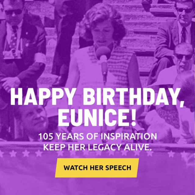 Today we honor the founder of Special Olympics, Eunice Kennedy Shriver, on what would have been her 105th birthday. Her vision of inclusion continues to inspire athletes and communities around the world. 

Join us in celebrating her incredible legacy by watching one of her most powerful speeches by clicking the link in our bio!