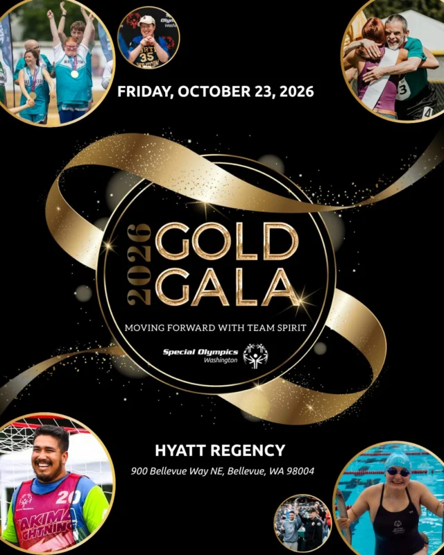 You’re invited to the 2026 Gold Gala!

Join us Friday, October 23 at the Hyatt Regency Bellevue for an unforgettable evening celebrating Special Olympics Washington athletes and the power of moving forward together with team spirit.

This year’s Gold Gala will feature a multi-course dinner with wine pairings, live and silent auctions, an exciting raffle, Raise the Paddle and an After Party Victory Dance, all in support of creating more opportunities for athletes across Washington.

We’re also proud to recognize the Robert and Vicky Kunold Family as this year’s Honorary Family.

Formal attire is encouraged, with a little team spirit if you’d like — think team colors, sneakers or a sports-inspired detail.

Individual tickets and tables are available now. Gather your team and join us for one of our biggest nights of the year.

Click the link in our bio to register!