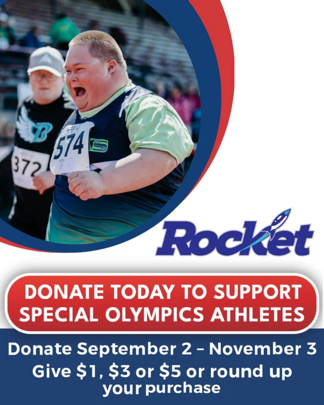 Grabbing a coffee or a road trip snack? Add a little support for inclusion to your next stop!

Visit a Rocket store through November 3 and round up your purchase or donate $1, $3 or $5 to Special Olympics. Donations raised in Washington support Special Olympics Washington athletes.

Thank you to Rocket and everyone giving at checkout!
